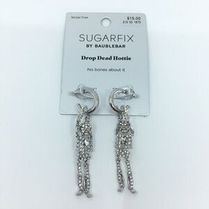 Sugarfix by Baublebar Skeleton Rhinestone Earrings NEW Drop Dead Hottie Gothic